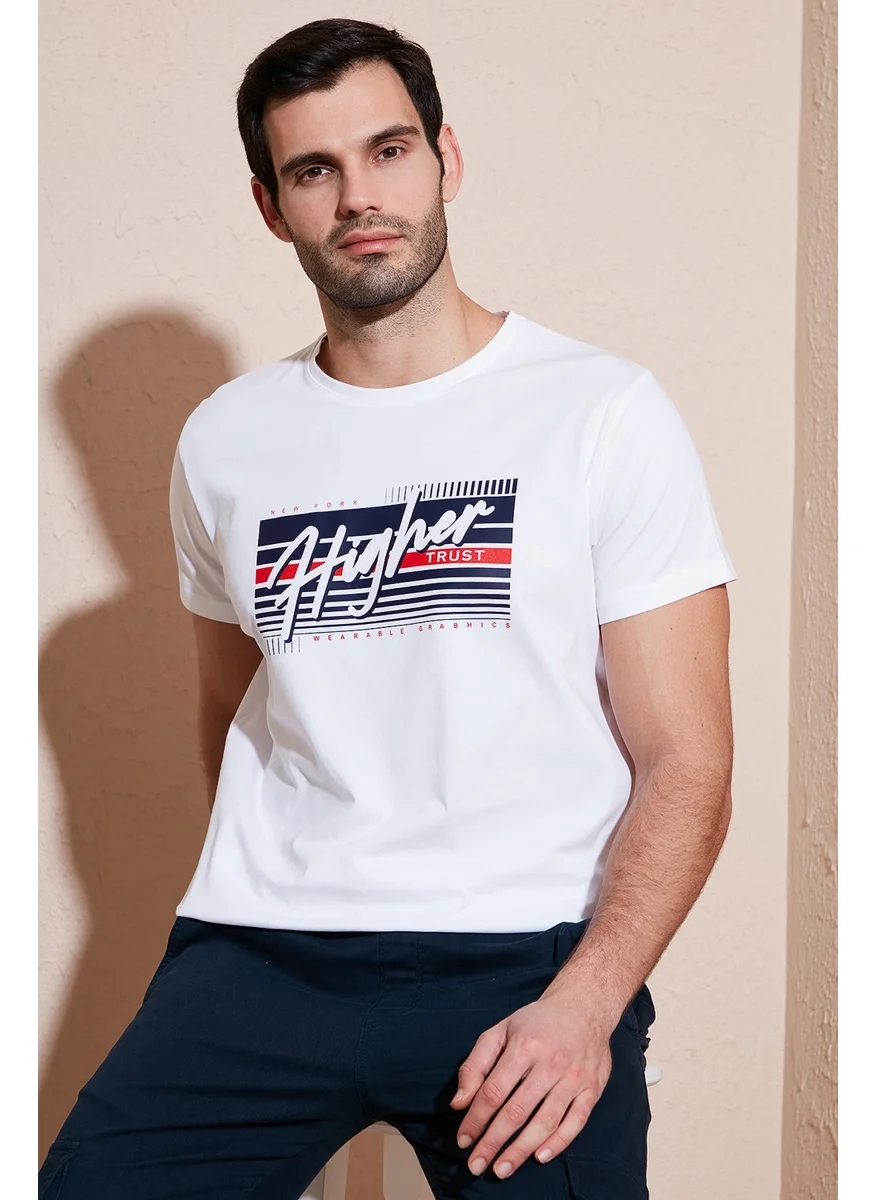 Buratti Cotton Slim Fit Crew Neck Printed T Shirt Men's T Shirt 541HIGHER