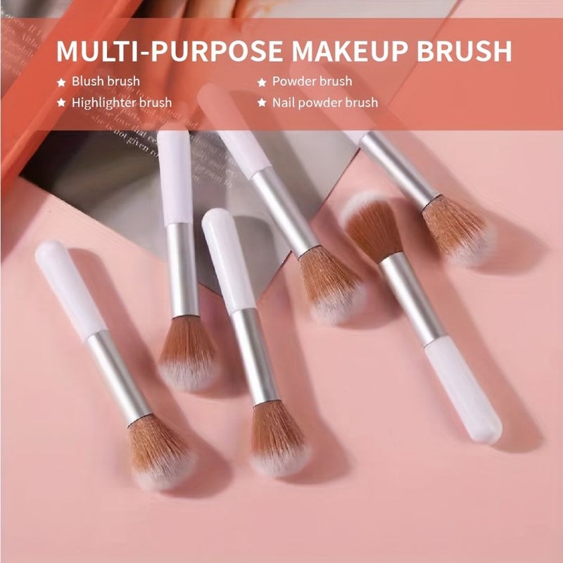 White Nylon Mushroom Soft Makeup Brush Travel Blending Tool For Blush Highlighter - Image 3