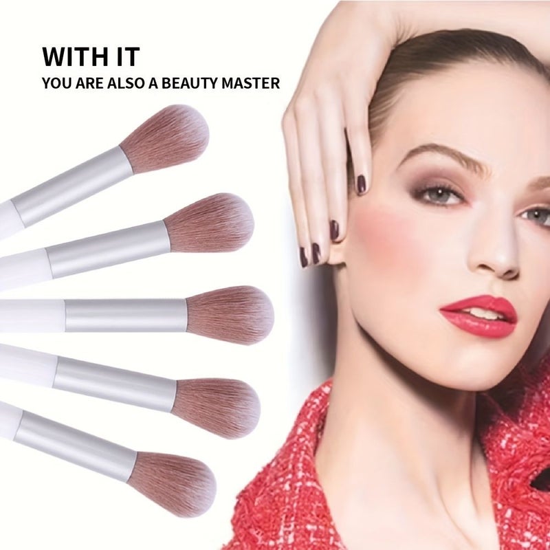 White Nylon Mushroom Soft Makeup Brush Travel Blending Tool For Blush Highlighter - Image 1