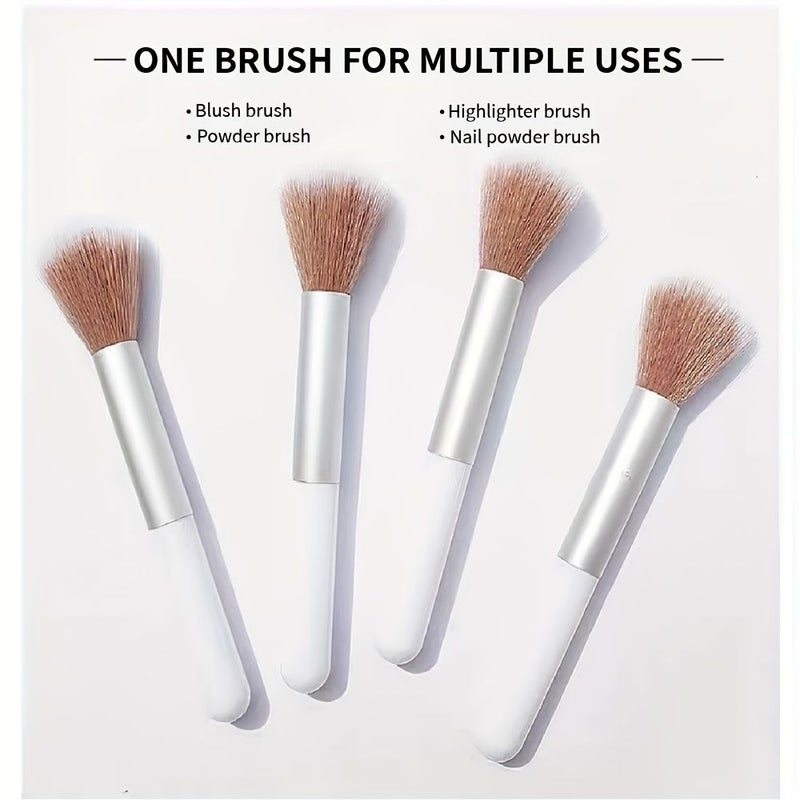 White Nylon Mushroom Soft Makeup Brush Travel Blending Tool For Blush Highlighter - Image 5