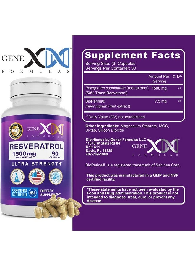 Genex Formulas Resveratrol 1500 mg Supplement for Healthy Aging - NSF Certified for Safety, Quality & Label Accuracy - Potent Antioxidant & Healthy Aging Formula - Gluten Free 90 Count - Image 3