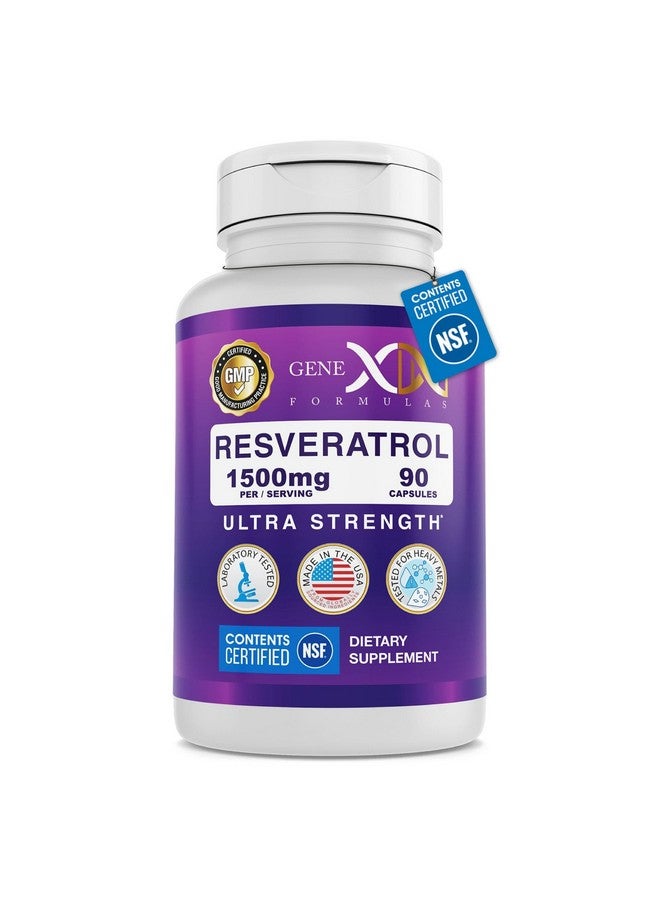 Genex Formulas Resveratrol 1500 mg Supplement for Healthy Aging - NSF Certified for Safety, Quality & Label Accuracy - Potent Antioxidant & Healthy Aging Formula - Gluten Free 90 Count - Image 1