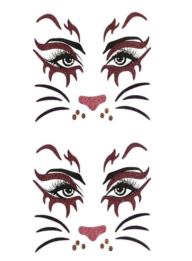 WUIOS Animal Face Gems Glitter Stickers, Face Jewels Rhinestone Temporary Makeup Decorative Decals for Halloween Party, Festivals (Lion) - Image 1