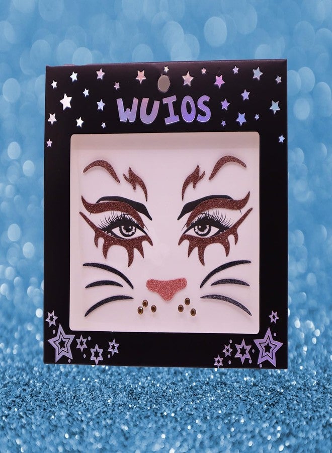 WUIOS Animal Face Gems Glitter Stickers, Face Jewels Rhinestone Temporary Makeup Decorative Decals for Halloween Party, Festivals (Lion) - Image 2