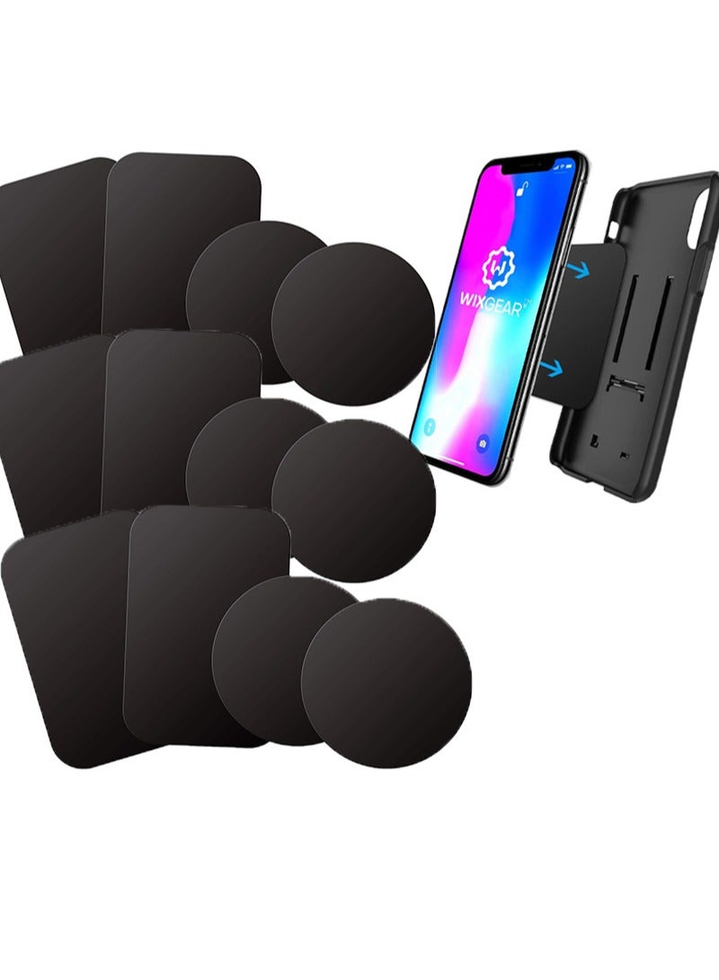 6pcs Square And 6pcs Round Mounting Metal Plates With Adhesive For Magnetic Car Phone Metal Plates - Image 1