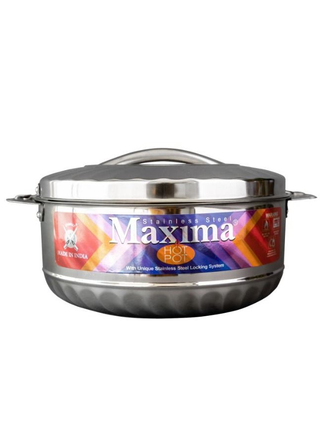 Maxima - Hotpot Casserole With Two Handles (Steel) |Made of High-Quality Stainless Steel Material | Insulated Bowl Great Bowl For Holiday & Dinner | Keeps Food Hot & Fresh For Long Hours (1.0 Liter) - Image 1
