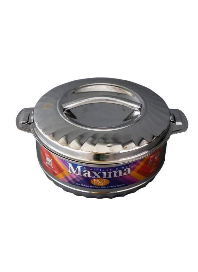 Maxima - Hotpot Casserole With Two Handles (Steel) |Made of High-Quality Stainless Steel Material | Insulated Bowl Great Bowl For Holiday & Dinner | Keeps Food Hot & Fresh For Long Hours (1.0 Liter) - Image 1