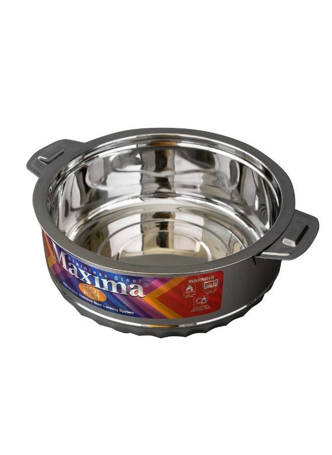 Maxima - Hotpot Casserole With Two Handles (Steel) |Made of High-Quality Stainless Steel Material | Insulated Bowl Great Bowl For Holiday & Dinner | Keeps Food Hot & Fresh For Long Hours (1.0 Liter) - Image 1