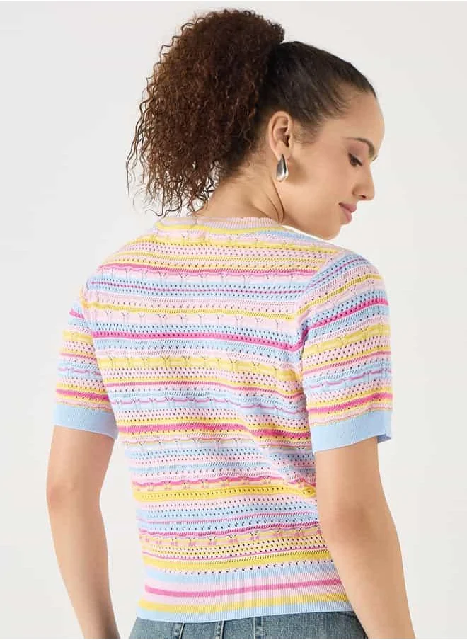 Lee Cooper Lee Cooper Textured Knit Top with Button Closure