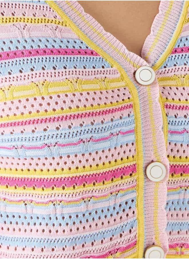 Lee Cooper Lee Cooper Textured Knit Top with Button Closure