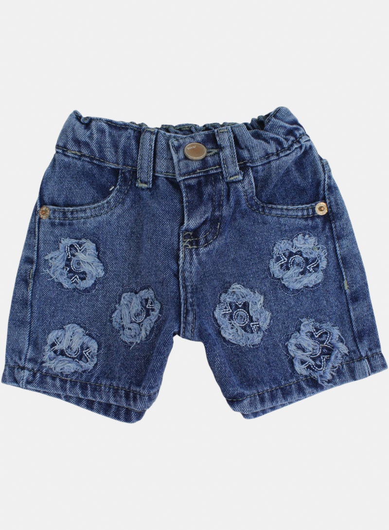Baby Girls Cotton Denim Short – Medium Denim