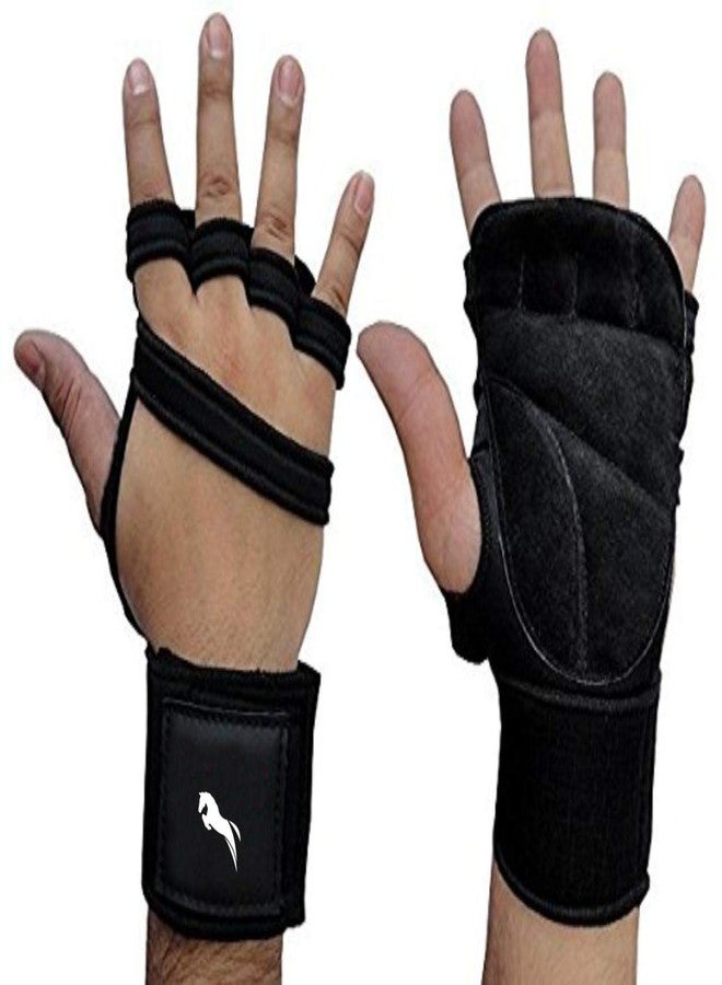 QUADA Leather Gloves For Men, Gym Gloves For Women For Workout, Gym Gloves For Boys With Wrist Support, Hand Gloves For Gym, Fitness, Weightlifting & Exercise (Black) - Image 3