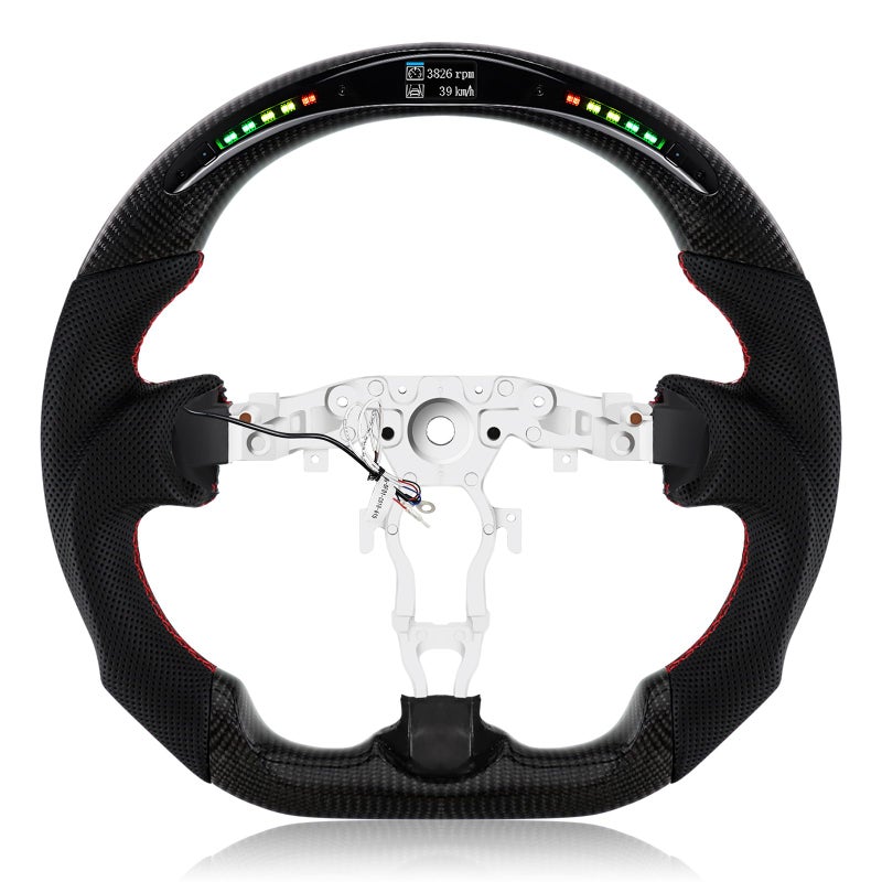 VOONKE Real Carbon Fiber Steering Wheel For Nissan With LED Shift Indicator Dshaped Nappa Perforated Leather Flatbottom Steering Wheel For Nissan 370z 20082019