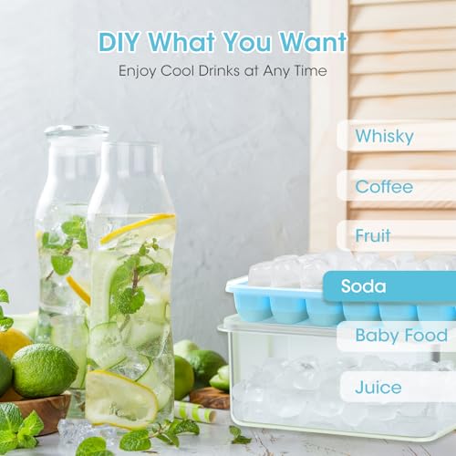 DOQAUS Ice Cube Tray with Lid and Bin 4 Pack Silicone Ice Cube Trays for Freezer Stackable Ice Bucket Kits with Storage Container Scoop for Kitchen RV Cocktail Coffee - Image 3