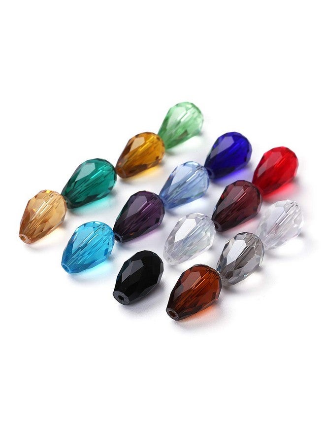 Xinbowen Diy 300 Pcs 8X12Mm Teardrop Glass Crystal Beads Center Drilled Assorted Color Faceted Spacer Beads For Jewelry Making With Container Box (8X12Mm) - Image 2