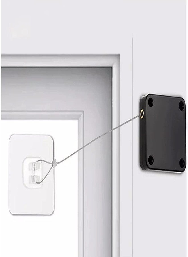Prostuff.in Automatic Door Closer for Home || Punch Free Automatic Door Closer for Residential and Commercial with Steel Drawstring, Black, Pack of 1 - Image 1