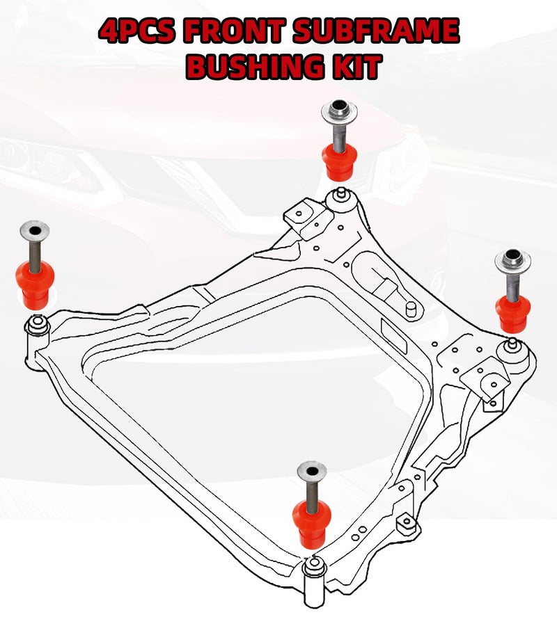 Foruly 4PCS Front Subframe Bushing Kit for Nissan Rogue 2008-2020 Engine Cradle Front Subframe Crossmember Poly Bushing x 4 Easy to Use (Polyurethane Material) - Image 3