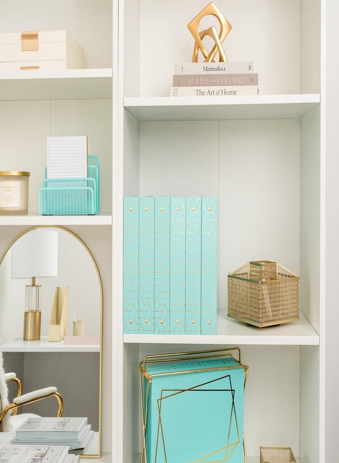 BLU MONACO Aqua 3-Ring Binders Set of 2 | Decorative 1-Inch Binder with Gold Foil Woven Cover, Easy Open Clips and Pockets | Cute Letter-Size Notebook Binder for School, College or Office - Image 5