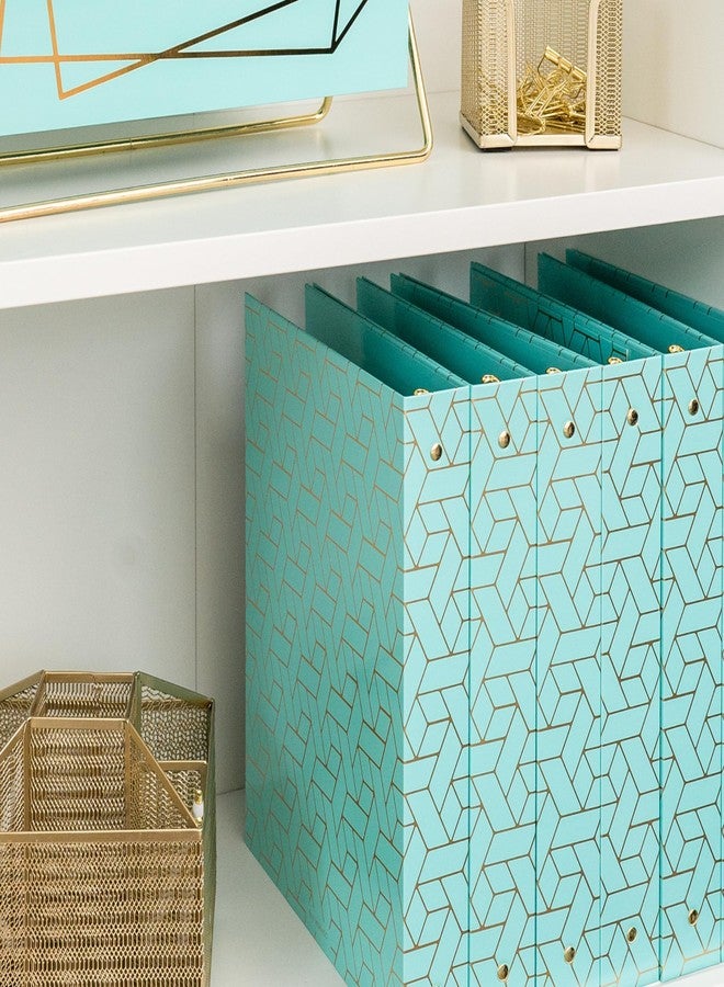 BLU MONACO Aqua 3-Ring Binders Set of 2 | Decorative 1-Inch Binder with Gold Foil Woven Cover, Easy Open Clips and Pockets | Cute Letter-Size Notebook Binder for School, College or Office - Image 3