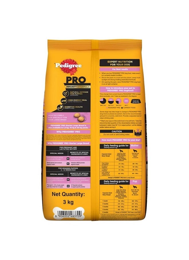 Pedigree Pro Mother & Pup Starter (3-12 Weeks) Large Breed Dry Dog Food, 3 Kg, High-Protein Dog Food, Expert Nutrition With 33%* More Nutrients  - Image 2