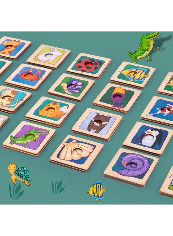 Anna Wooden Cartoon Animal Number Word Matching Building Blocks Toy for Cognitive Development - Image 2