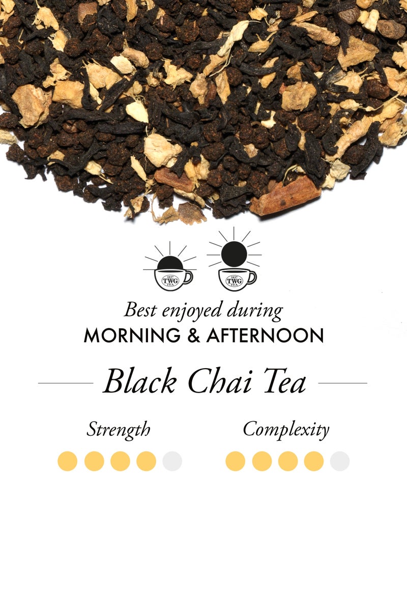 TWG Tea Black Chai, Black Tea Blend in 15 Hand Sewn Cotton Tea Bags in a Giftbox, 37.5g - Image 2