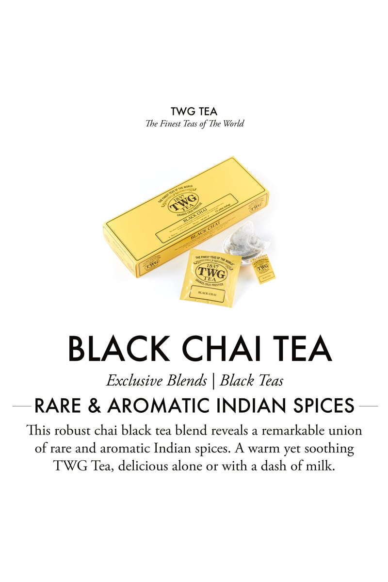 TWG Tea Black Chai, Black Tea Blend in 15 Hand Sewn Cotton Tea Bags in a Giftbox, 37.5g - Image 3