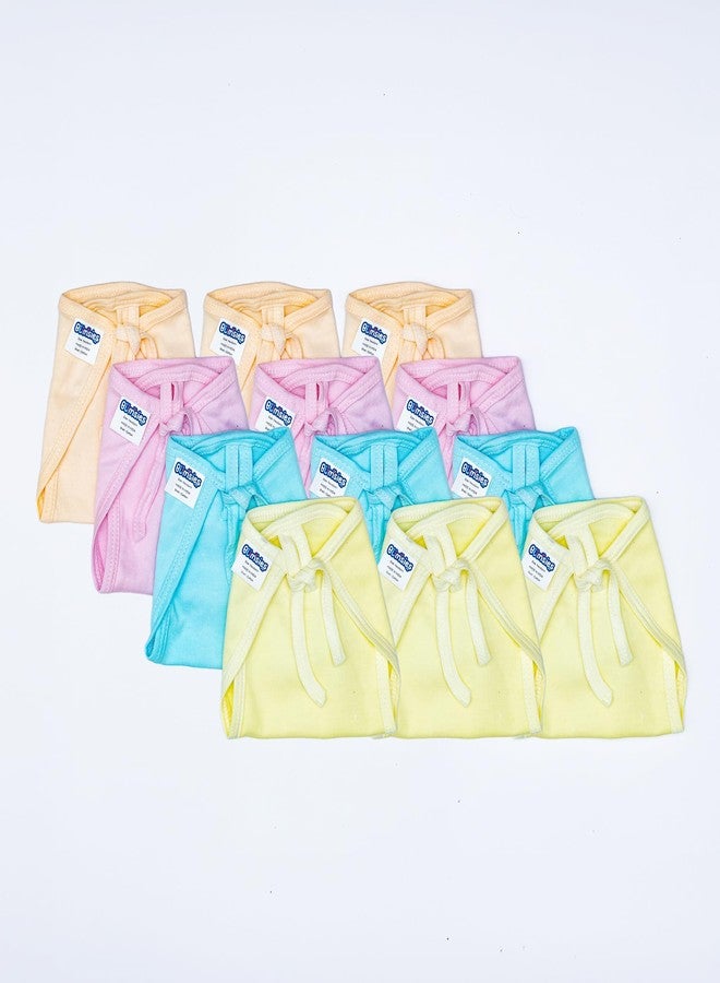 Bumsies Tie up Nappy For Babies, Reusable, Washable Soft Muslin Cotton Nappy/Langot for New Born Baby | Gentle on Baby Skin, Pack of 12 | Helps in Potty Training | Medium, Dyd, Plain - Image 1