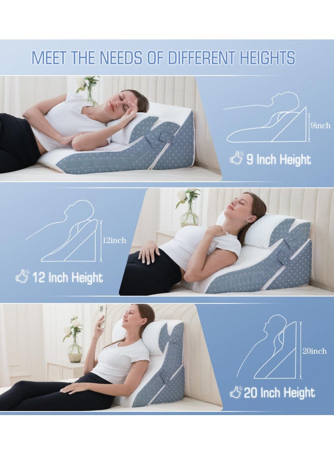Ziiyllean Ziiyllean Bed Wedge Pillow for Sleeping, 20-in-1 Adjustable Pillow Wedge Acid Reflux Pillow, 9 &12 & 20 Inch 3-in-1 Incline Wedge Pillow for Back Pain Relief, Gerd, Snoring  - Image 1