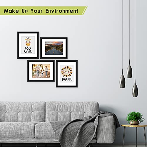 MUYE 8.5x11 Picture Frame Certificate Document Frame Set of 4,High Definition Plexiglass,Display Diploma Photos 5x7 or 6x8 with Mat or 8.5x11 Without Mat,Wall Mounting or Tabletop,Black - Image 2