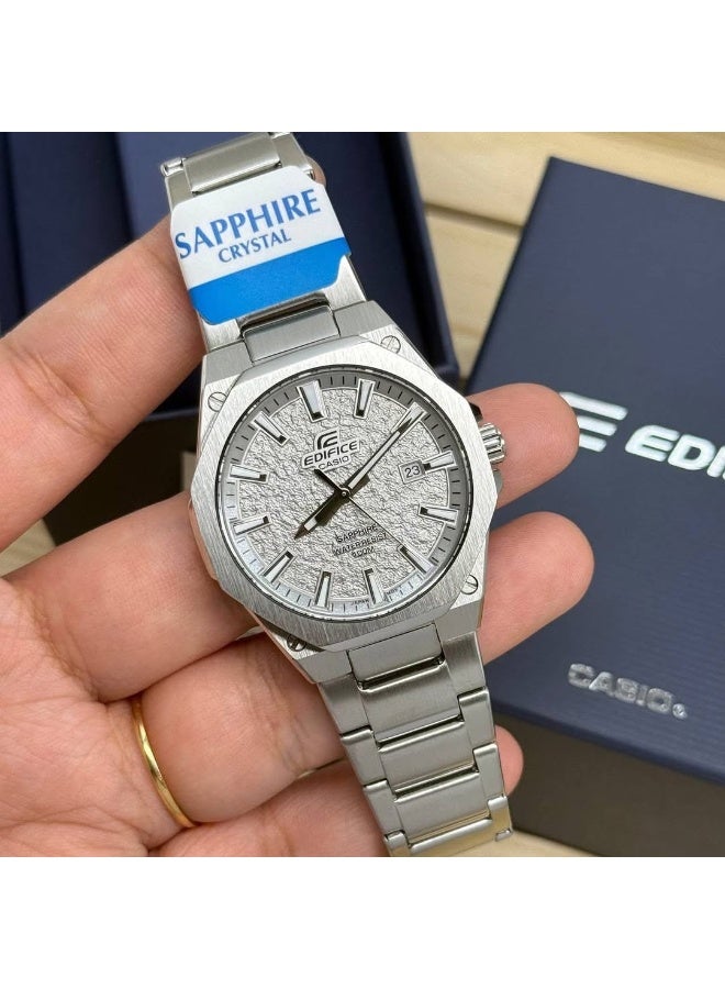 CASIO EDIFICE EFR-S108DE-8AVUDF Slim Analog Watch for Men with Stainless Steel Band and Grey Dial Silver - Image 3