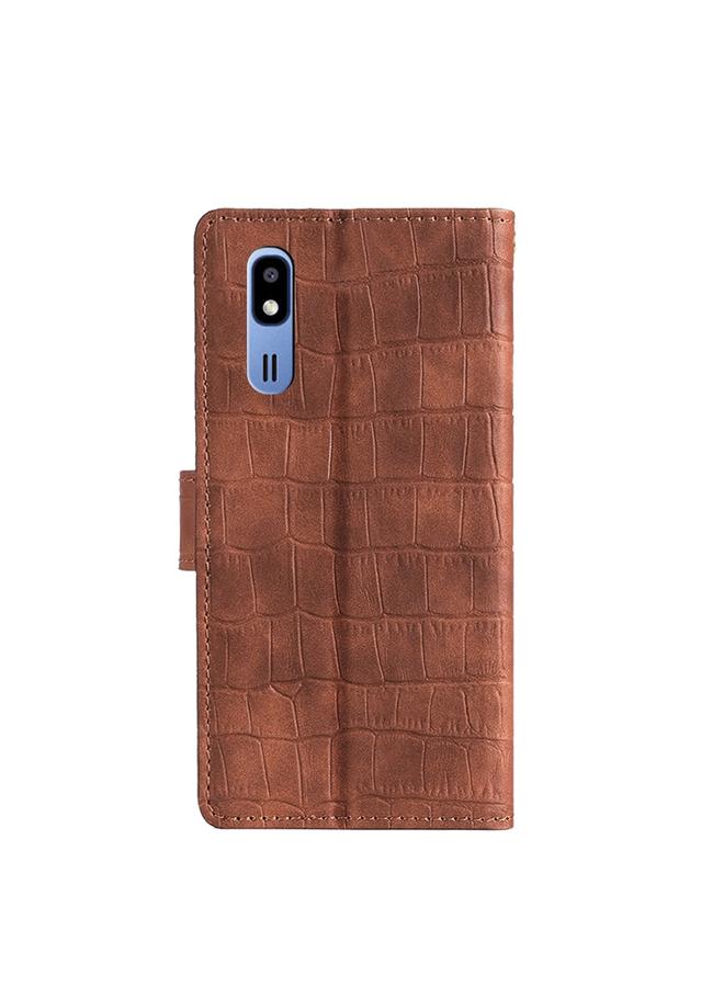 اس-توب جراب لهاتف Samsung Galaxy A2 Core مصنوع من جلد البولي يوريثان بملمس جلد التمساح مع مشبك مغناطيسي - Image 3