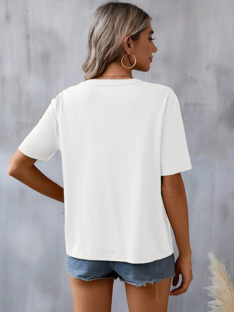 WROLEM Mexican Shirts for Women Embroidered Tops Traditional Summer Blouse Floral Tunic V Neck Short Sleeve T Shirt White - Image 4