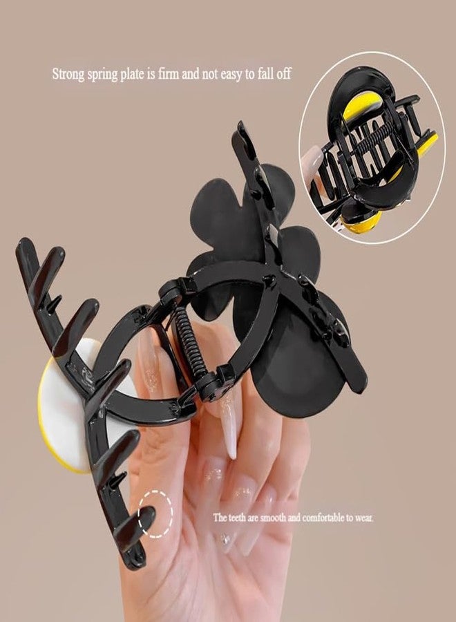 Melodio 2PCS Flower Smiley Face Hair Claw Clips for Women, Cute Flower Jaw Clips Strong Hold Non-Slip Hair Accessories, Large Shark Claw Clips for Thick Hair Updos and Summer Hairstyles - Image 4