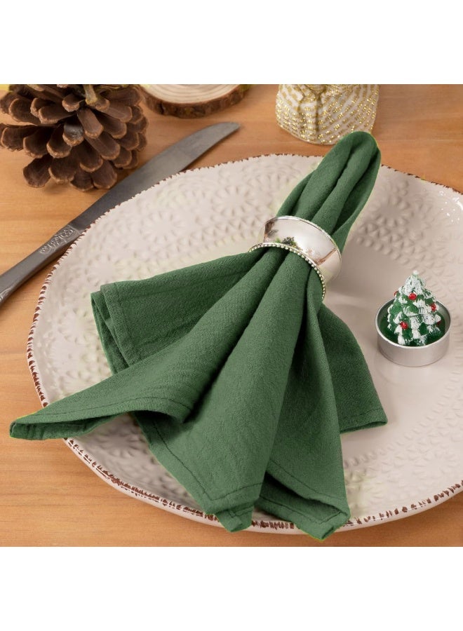 Cotton Linen Napkin Bulk, Stonewashed Cloth Dinner Napkins Olive Greenic Thick Table Napkins, Wedding Napkins, Fabric Napkins, Machine Washable Dinner Napkins(Set Of 4, Olive Green) - Image 5