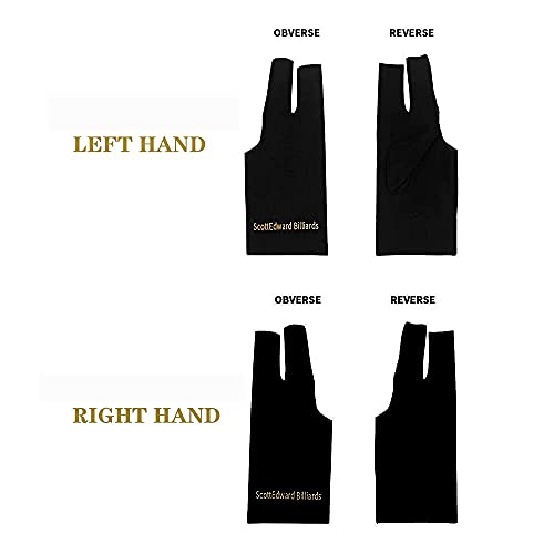 Scott Edward Billiard Gloves 10pcs/Set 3 Open Fingers Billiards Glove Pool Cue Gloves Spandex for Left Hand or Right Hand, Men Women（Black 5*Left and 5*Right - Image 3