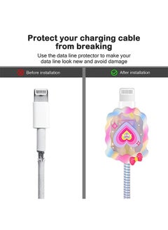 HS Cable Protector For iPhone Charger, Lovely Cable Protector Compatible With iPhone 18W/20W Charger Anti-Bending USB Cable Cover With Spiral Ropeand End Protector (Love Heart)  - Image 4
