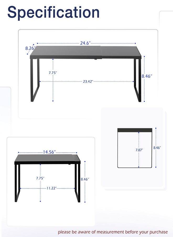 Nxconsu Cabinet Shelf Expandable Organizer Riser Rack for Kitchen Pantry Cupboard Under Sink Countertop Home Organization Extra Storage Space Saver Heavy Duty Metal Edgeless Design Black - Image 2