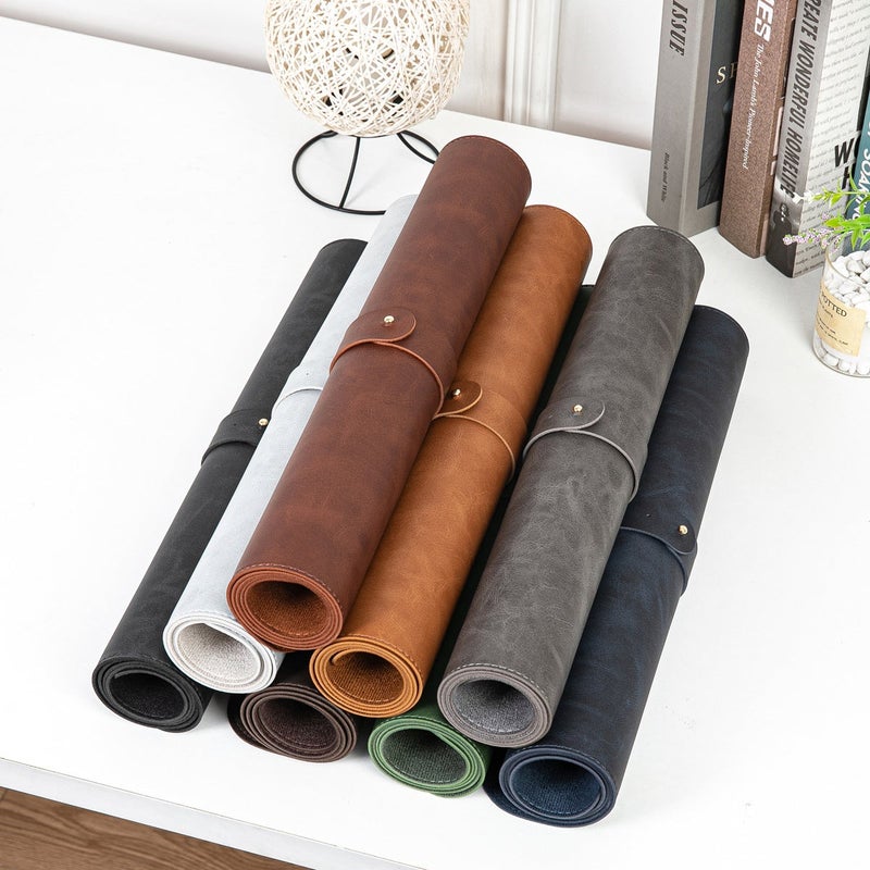 Crazy Horse Leather Mouse Pad Computer Oversized Imitation Leather Office Desk Mat Leather Waterproof Dirt-Resistant Writing Desk Desk Mat - Image 3