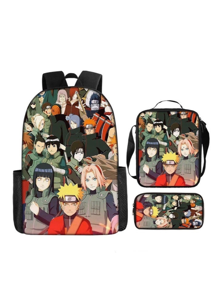 ناروتو حقيبة ظهر ناروتو الجديدة ، مقلمة ، حقيبة كتف ، بدلة من ثلاث قطع ، حقيبة سفر رياضية ترفيهية للرجال والنساء ، حقيبة ظهر مدرسية للطلاب - Image 1
