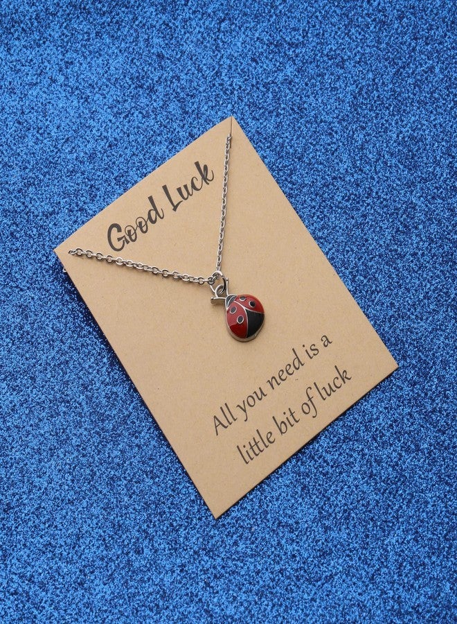 WUSUANED Good Luck Ladybug/Butterfly/Elephant Necklace Lucky Animal Charms Jewelry With Wish Cards Gift For Women(Ladybug necklace silver) - Image 3