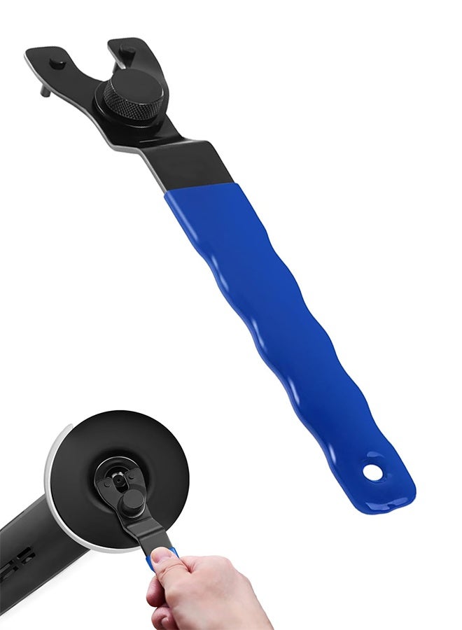 Angle Grinder Adjustable Spanner, Universal 10-52mm Pin Key Wrench Lock-Nut Grinder Wrench with Non-Slip Plastic Coated Grip (Blue Black) - Image 1