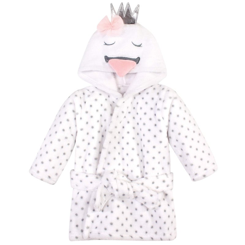 Hudson Baby Unisex Baby Plush Animal Face Bathrobe Swan 09 Months