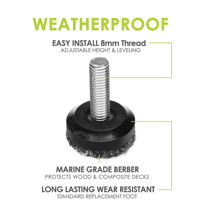 Slipstick Gorilla Outdoor Adjustable Furniture Levelers (8 Pack) Weatherproof Screw in Leg Glides for Chairs, Tables, and Outdoor Furniture Feet, 1-1/8 Inch Berber Glide, M8 Thread - Image 2
