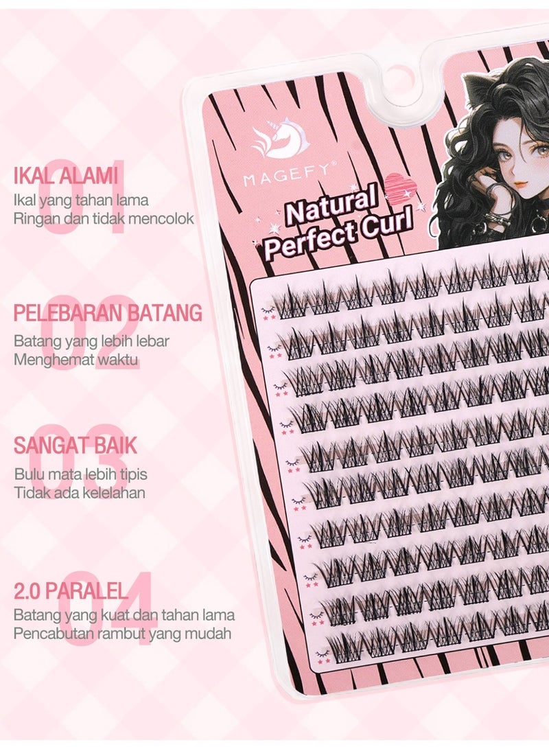 Self Adhesive False Eyelash Kit, 100 Clusters, 12mm,Press-Type False Eyelashes, Pre-Attached Lash Clusters, No Glue Or Makeup Remover Required, DIY Eyelash Extension Kit. - view 3