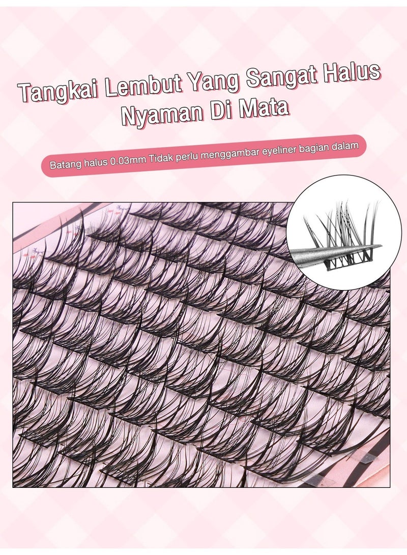 Self Adhesive False Eyelash Kit, 100 Clusters, 12mm,Press-Type False Eyelashes, Pre-Attached Lash Clusters, No Glue Or Makeup Remover Required, DIY Eyelash Extension Kit. - view 5