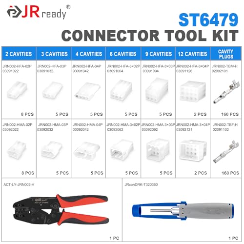 JRready ST6479 382Pcs Electrical Connector Housing Kit 2346912 Pin Crimp Socket Molex 1420AWG Standard 093 Series Male and Female Pins with Terminal Crimping and Remove Extractor Tool Kit - Image 3