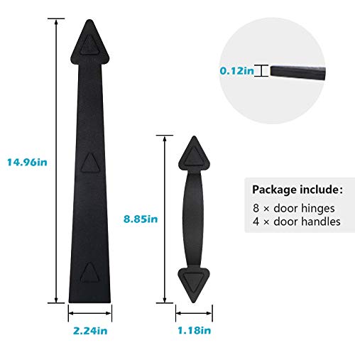 ToLanbbt Magnetic Decorative Garage Door Curb Appeal Faux Hinges Handles Hardware Kit Non-Fade PVC Small Window Panels for Metal Garage Door Decor (2 Sets - 4 Handles 8 Hinges) - Image 2