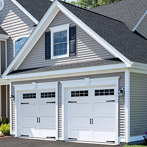 ToLanbbt Magnetic Decorative Garage Door Curb Appeal Faux Hinges Handles Hardware Kit Non-Fade PVC Small Window Panels for Metal Garage Door Decor (2 Sets - 4 Handles 8 Hinges) - Image 1