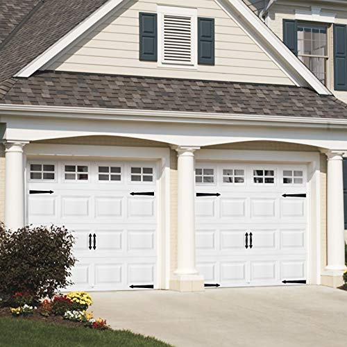 ToLanbbt Magnetic Decorative Garage Door Curb Appeal Faux Hinges Handles Hardware Kit Non-Fade PVC Small Window Panels for Metal Garage Door Decor (2 Sets - 4 Handles 8 Hinges) - Image 5